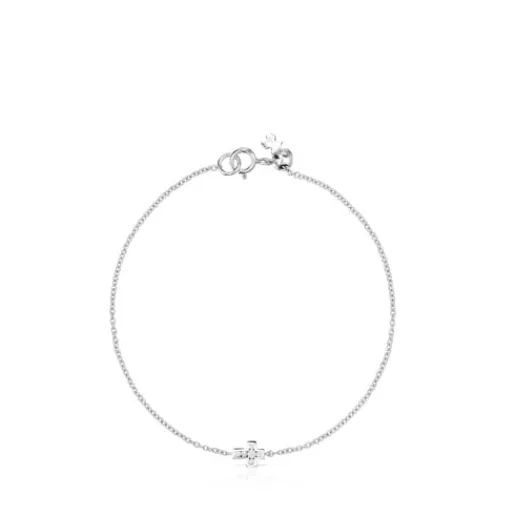 Pulsera cruz de oro blanco y diamantes Les Classiques^TOUS Online