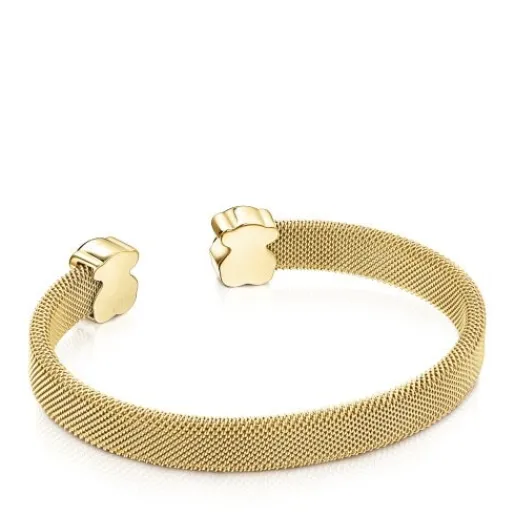 Pulsera de acero IP dorado y malaquita Mesh Color^TOUS Clearance