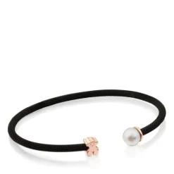 Pulsera de acero IP negro con baño de oro rosa 18 kt sobre plata y perla cultivada de 6,5mm Icon Mesh^TOUS Discount
