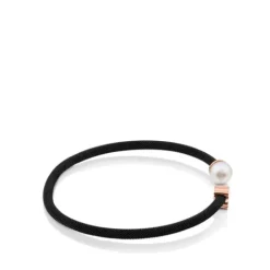 Pulsera de acero IP negro con baño de oro rosa 18 kt sobre plata y perla cultivada de 6,5mm Icon Mesh^TOUS Discount