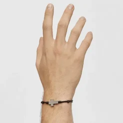 Pulsera de acero y cordón marrón Cruz^TOUS Sale