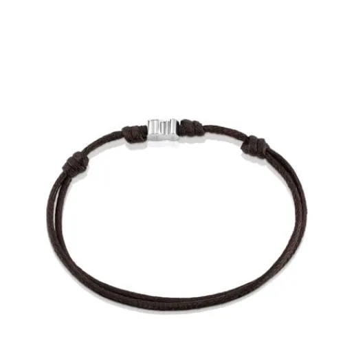Pulsera de acero y cordón en color marrón Super Micro^TOUS Best