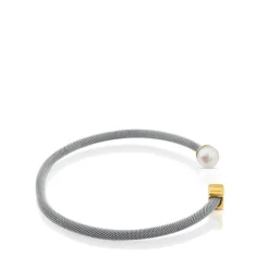 Pulsera de acero y oro con perla cultivada motivo oso  Icon Mesh^TOUS Best