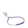 Pulsera de cordón lila y malva con oso de plata Bold Bear^TOUS New