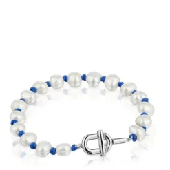 Pulsera de nylon azul con y perlas cultivadas MANIFESTO^TOUS Online