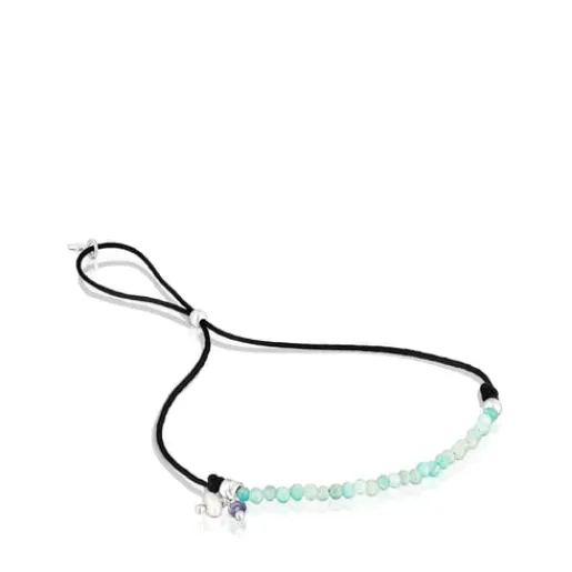Pulsera de nylon negro con amazonitas Camille^TOUS New