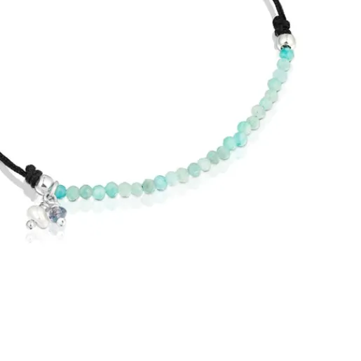 Pulsera de nylon negro con amazonitas Camille^TOUS New