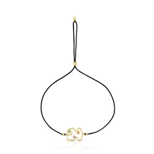 Pulsera de nylon, oso de oro y gemas Tsuri^TOUS Clearance