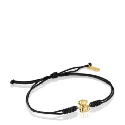 Pulsera de nylon y oso de oro en color negro Bold Bear^TOUS Discount