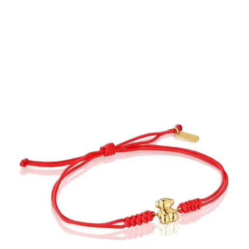 Pulsera de nylon y oso de oro en color rojo Bold Bear^TOUS Clearance