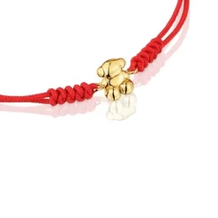 Pulsera de nylon y oso de oro en color rojo Bold Bear^TOUS Clearance