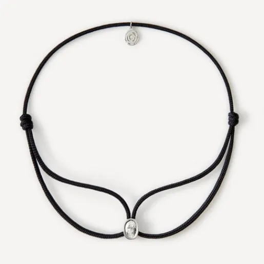 Pulsera de oro blanco con diamante y cordón negro ATELIER^TOUS New