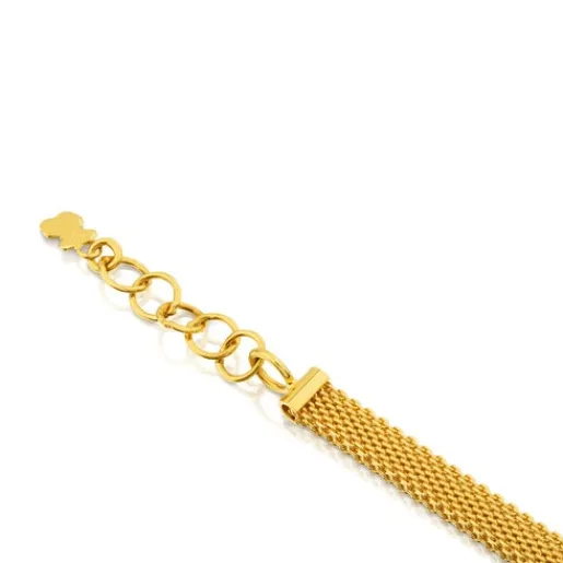 Pulsera de oro blanco con diamantes motivo oso 0,6cm Icon Mesh^TOUS New
