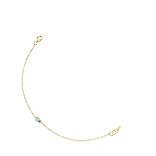 Pulsera de oro con amazonita y rubí Mini Ivette^TOUS Hot