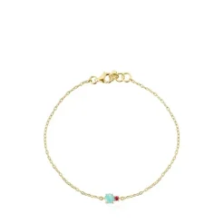 Pulsera de oro con amazonita y rubí Mini Ivette^TOUS Hot