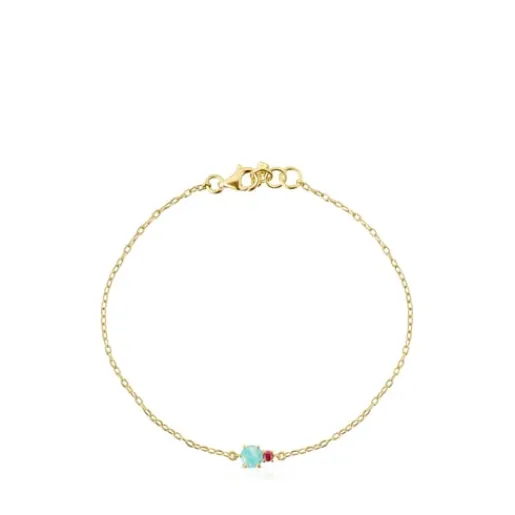 Pulsera de oro con amazonita y rubí Mini Ivette^TOUS Hot