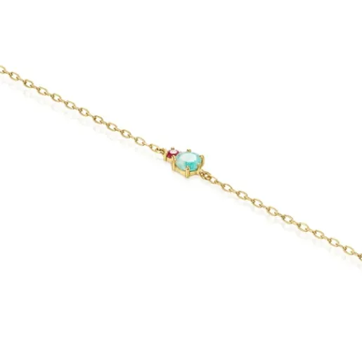 Pulsera de oro con amazonita y rubí Mini Ivette^TOUS Hot