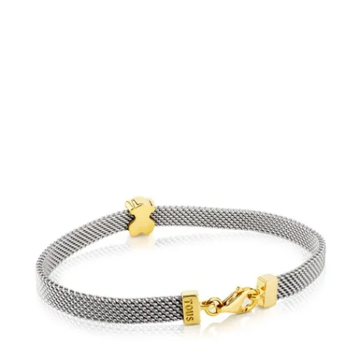 Pulsera de oro y acero motivo oso de 0,5cm Mesh^TOUS Hot