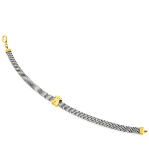 Pulsera de oro y acero motivo oso de 0,5cm Mesh^TOUS Hot