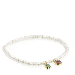 Pulsera de perlas con baño de oro 18 kt sobre plata con amazonita y amatista Glory^TOUS Clearance