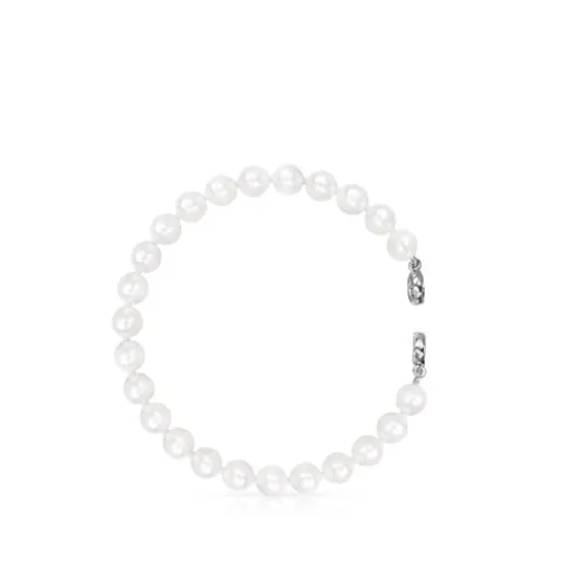 Pulsera de perlas y plata 17,5cm. Hold^TOUS Clearance