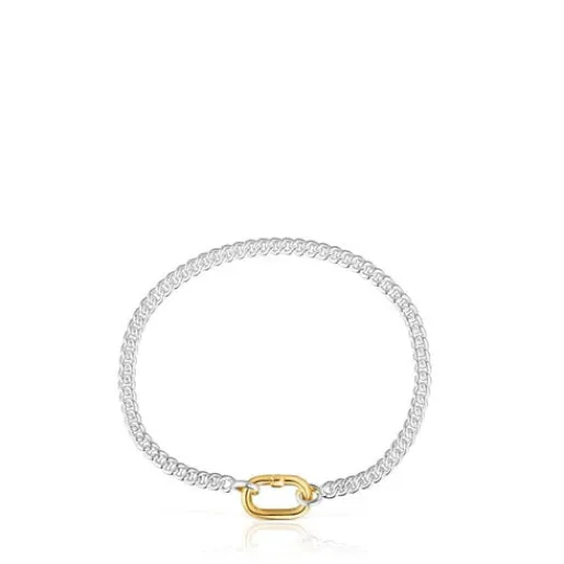 Pulsera de plata con anilla bicolor Hold Oval^TOUS Outlet