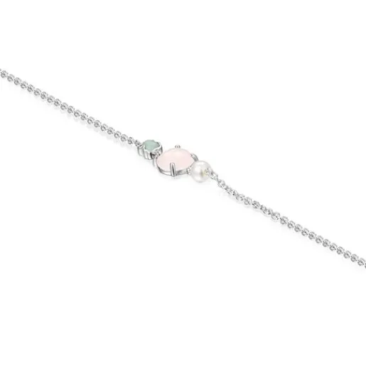 Pulsera de plata con cuarzo rosa, amazonita y perla Mini Color^TOUS Discount