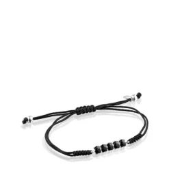 Pulsera de plata con ónix y cordón negro Mini Onix^TOUS Discount