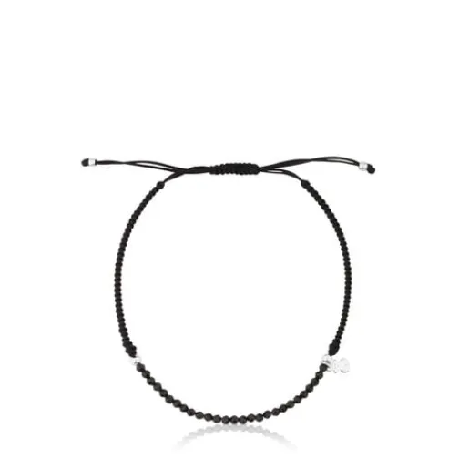 Pulsera de plata y cordón en color negro Color^TOUS Discount