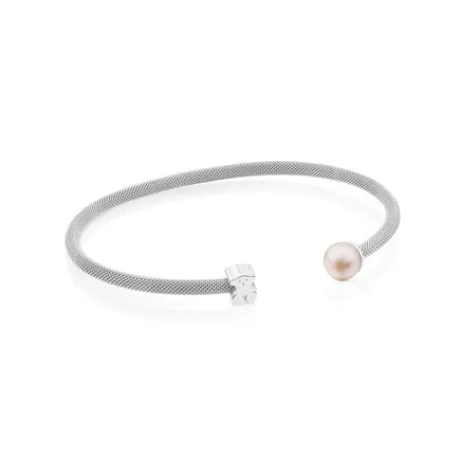 Pulsera de plata y perla cultivada de 0,7cm, Mesh^TOUS Clearance