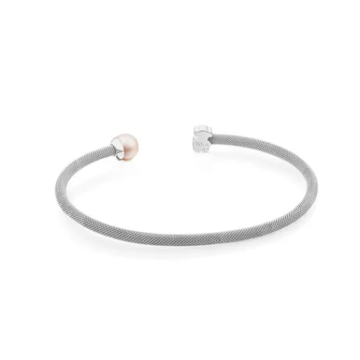 Pulsera de plata y perla cultivada de 0,7cm, Mesh^TOUS Clearance