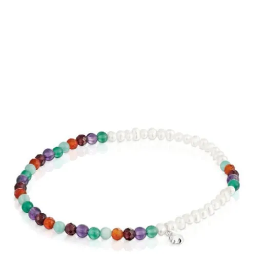 Pulsera elástica con gemas, perlas cultivadas y motivo oso de plata Bold Motif^TOUS Discount