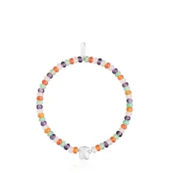 Pulsera elástica con gemas y motivo oso de plata Bold Motif^TOUS Outlet