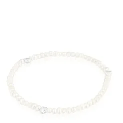 Pulsera elástica con perlas cultivadas y motivos flor de plata Bold Motif^TOUS Outlet
