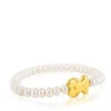 Pulsera elástica de oro y perlas cultivadas motivo oso de 1,15cm, 19cm, Sweet Dolls^TOUS