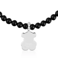 Pulsera elástica de plata, ónix y motivo oso Grain^TOUS Online
