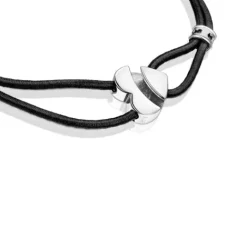 Pulsera elástica negra con corazón de plata Sweet Dolls^TOUS Hot