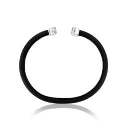 Pulsera en plata y piel en negro Sweet Dolls^TOUS Clearance