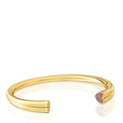 Pulsera esclava con baño de oro 18 kt sobre plata y motivo corazón con rodolitas 1950^TOUS Best