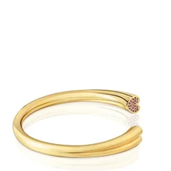 Pulsera esclava con baño de oro 18 kt sobre plata y motivo corazón con rodolitas 1950^TOUS Best