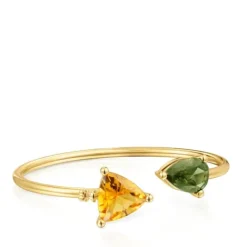 Pulsera esclava con baño de oro 18 kt sobre plata, citrino y espinela verde creada en laboratorio Color LGG^TOUS Best
