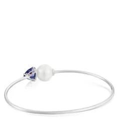 Pulsera esclava de oro blanco, iolita y perla cultivada Ivette^TOUS Online