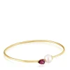 Pulsera esclava de oro, rodolita y perla cultivada Ivette^TOUS New