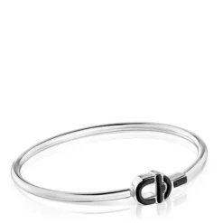 Pulsera esclava de plata y motivo en color negro MANIFESTO^TOUS Clearance