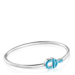Pulsera esclava de plata y motivo en color azul MANIFESTO^TOUS Hot