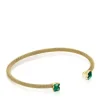 Pulsera estrecha de acero IP dorado y malaquita Mesh Color^TOUS