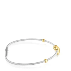 Pulsera oso de oro y acero Mesh Tube^TOUS