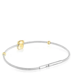Pulsera oso de oro y acero Mesh Tube^TOUS