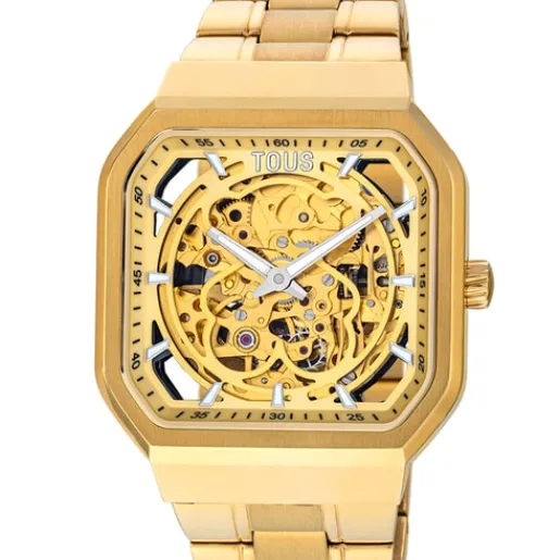 Reloj analógico automático con brazalete de IP dorado D-Bear^TOUS Sale