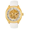 Reloj analógico automático con caja de acero IPG dorado y brazalete de silicona blanca Now^TOUS New
